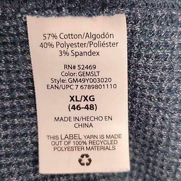 George Men's Thermal Long Sleeved Shirt Green 1/4 Button Pullover Size XL - Picture 6 of 7